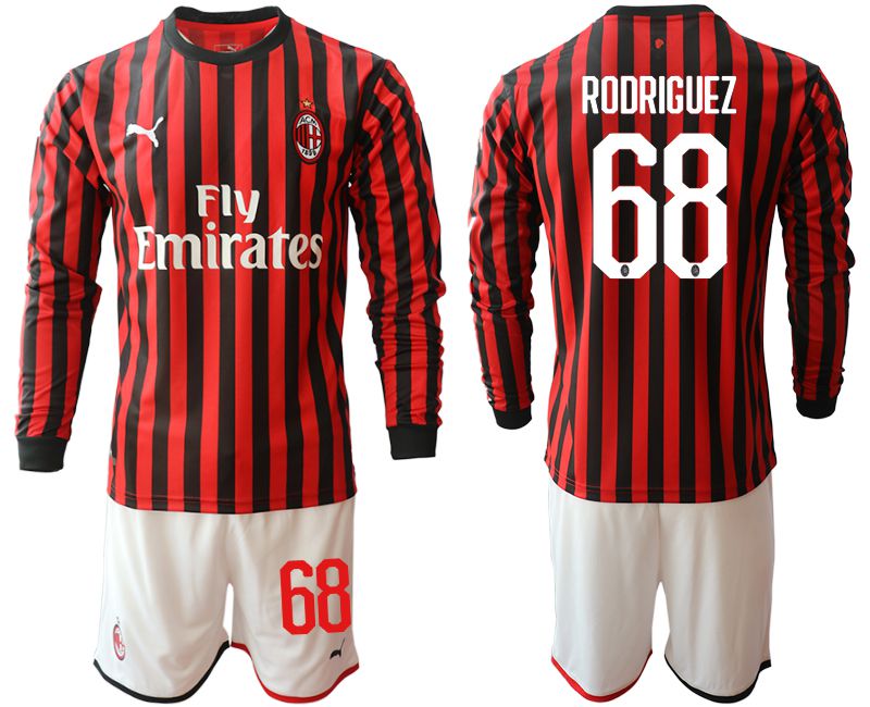 Men 2019-2020 club AC milan home long sleeve #68 red Soccer Jerseys->ac milan jersey->Soccer Club Jersey